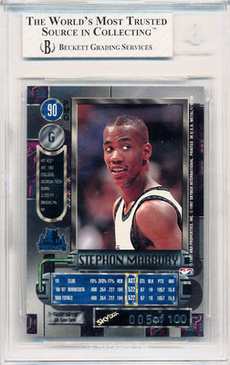 Skybox 1997-1998 Metal Universe Championship Precious Metal Gems Green #90 Stephon Marbury 5/100 / BGS Grade 7.5