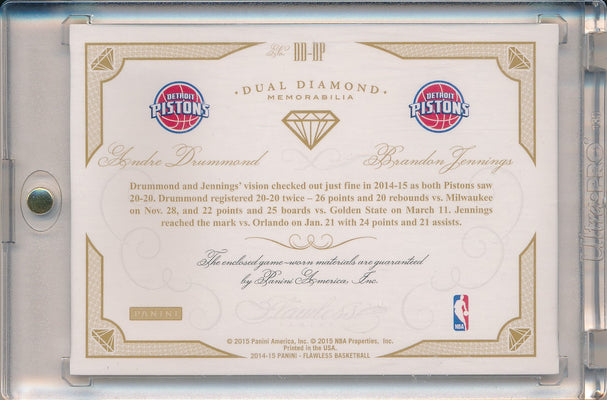 Panini 2014-2015 Flawless Emerald Dual Diamond Patches #DD-DP Andre Drummond/ Brandon Jennings 1/5