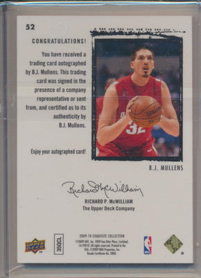 Upper Deck 2009-2010 Exquisite Collection Rookie Auto #52 B.J. Mullens 160/225