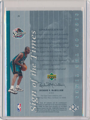 Upper Deck 1999-2000 SP Authentic Sign Of The Times #JS Jerry Stackhouse