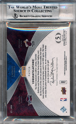 Upper Deck 2007-2008 Exquisite Collection Trios Patch #JAW Lebron James / Carmelo Anthony / Dwyane Wade 4/10 / BGS Grade 8.5