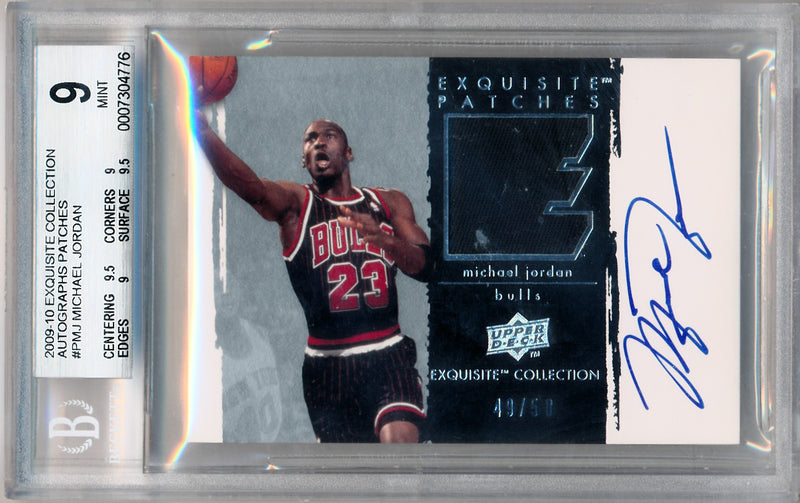 Upper Deck 2009-2010 Exquisite Collection Autographs Patches #PMJ Michael Jordan 49/50 / BGS Grade 9 / Auto Grade 10