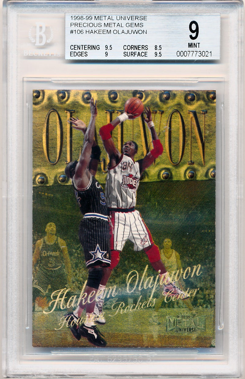 Skybox 1998-1999 Metal Universe Championship Precious Metal Gems #106 Hakeem Olajuwon 16/50 / BGS Grade 9