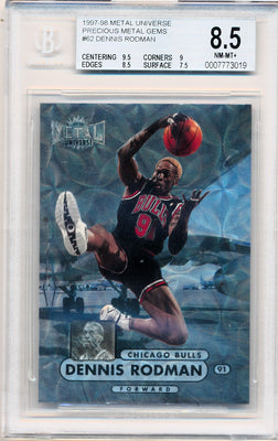 Skybox 1997-1998 Metal Universe Championship Precious Metal Gems #62 Dennis Rodman 23/50 / BGS Grade 8.5