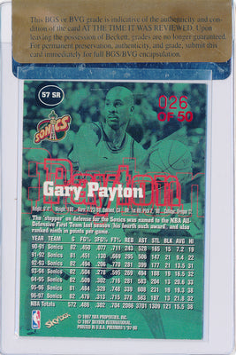 SkyBox 1997-1998 Premium Star Rubies #57SR Gary Payton 26/50 / BGS Grade 8