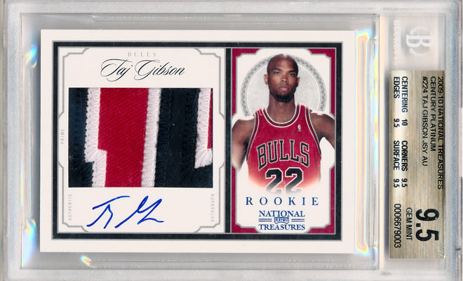 Panini 2009-2010 National Treasures Century Platinum #224 Taj Gibson 4/5 / BGS Grade 9.5 / Auto Grade 10