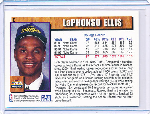 SkyBox 1992-1993 Hoops NBA Draft #D LaPhonso Ellis