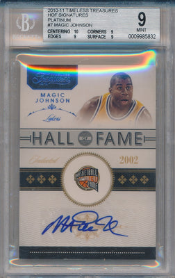 Panini 2010-2011 Timeless Treasures HOF Signatures #7 Magic Johnson 1/1 / BGS Grade 9 / Auto Grade 10