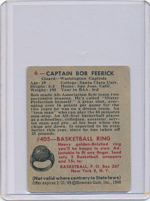 Washington Capitols  #6 Captain Bob Feerick  / PSA Grade