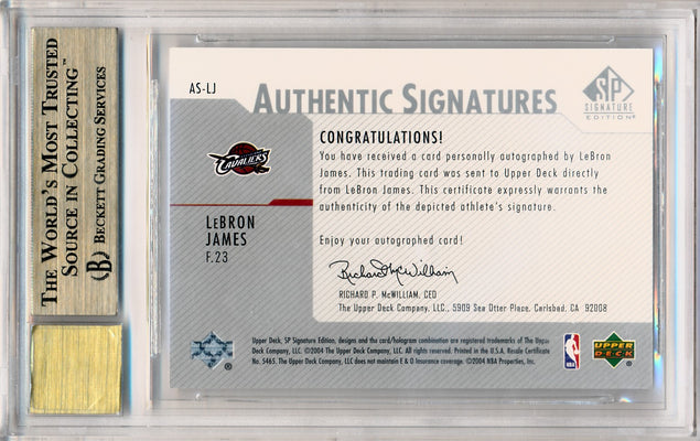 Upper Deck 2003-2004 SP Signature Edition  Authentic Signatures #LJ Lebron James  / BGS Grade 9.5 / Auto Grade 10