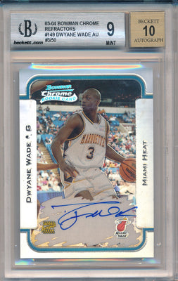 Topps 2003-2004 Bowman Chrome Refractors #149 Dwyane Wade 3/50 / BGS Grade 9 / Auto Grade 10