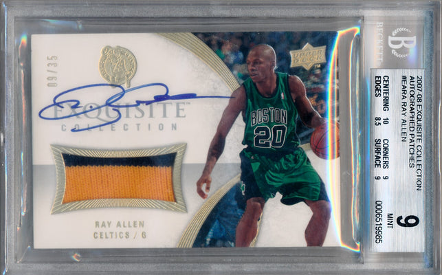 Upper Deck 2007-2008 Exquisite Collection Autographed Patches #EARA Ray Allen 9/35 / BGS Grade 9 / Auto Grade 10