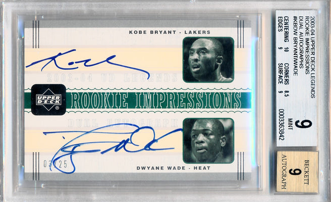 Upper Deck 2003-2004 Upper Deck Legends Rookie Imressions Autos #KB/DW Kobe Bryant / Dwyane Wade 3/25 / BGS Grade 9 / Auto Grade 9