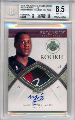 Upper Deck 2008-2009 Exquisite Collection Rookie Parallel #83 Mario Chalmers 1/6 / BGS Grade 8.5 / Auto Grade 10