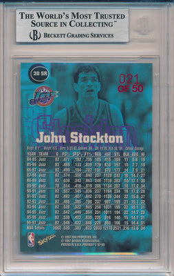 SkyBox 1997-1998 Premium Star Rubies #20SR John Stockton 21/50 / BGS Grade 9