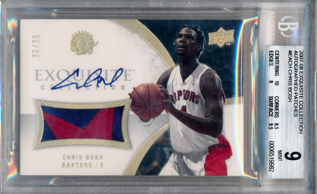 Upper Deck 2007-2008 Exquisite Collection Autographed Patches #EACH Chris Bosh 33/35 / BGS Grade 9 / Auto Grade 10