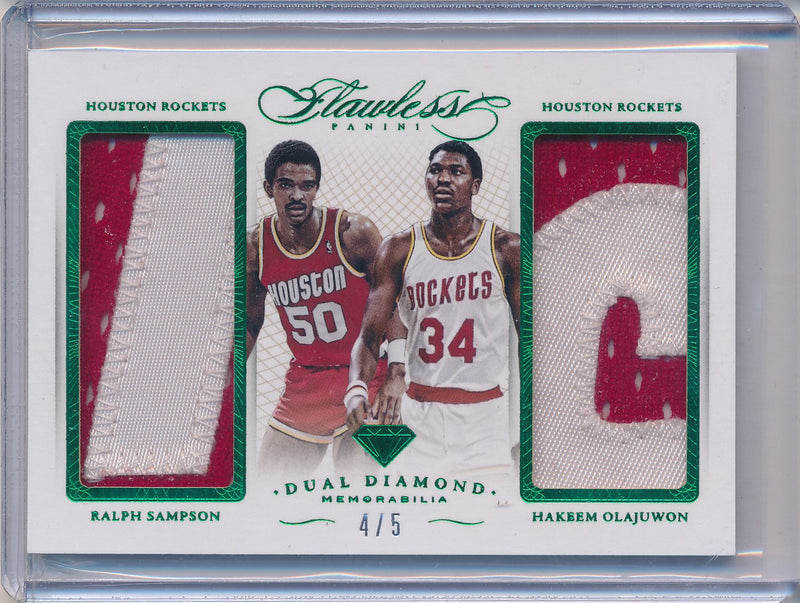 Panini 2014-2015 Flawless Emerald Dual Diamond Patches #DD-TWRS Ralph Sampson/ Hakeem Olajuwon 4/5