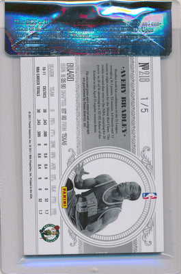 Panini 2010-2011 National Treasures  Century Platinum #218 Avery Bradley 1/5 / BGS Grade 8 / Auto Grade 10