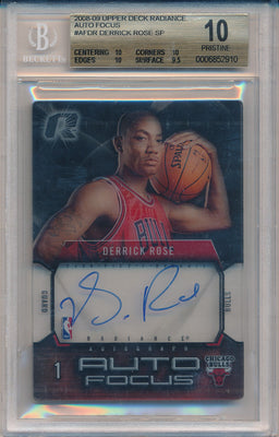 Upper Deck 2008-09 Radiance  Auto Focus #AF-DR Derrick Rose  / BGS Grade 10 / Auto Grade 9