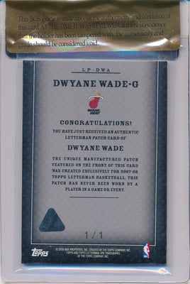 Topps 2008-2009 Letterman Authentic  Patch Card #LP-DWA Dwyane Wade 1/1 / BGS Grade 7.5