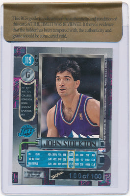 Skybox 1997-1998 Metal Universe Championship Precious Metal Gems Red #119 John Stockton 100/100