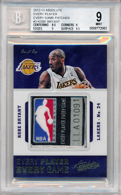 Panini 2012-2013 Absolute Every Player Every Game Patches #3 Kobe Bryant 1/1 / BGS Grade 9