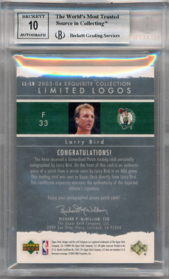 Upper Deck 2003-2004 Exquisite Collection Limited Logos #LB Larry Bird 6/75 / BGS Grade 9 / Auto Grade 10