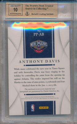 Panini 2012-2013 Immaculate Collection Jumbo Patch Autographs #PP-AB Anthony Davis 28/75 / BGS Grade 9.5 / Auto Grade 10