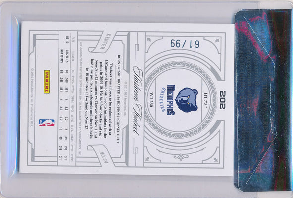 Panini 2009-2010 National Treasures Century Silver #202 Hasheem Thabeet 61/99 / Auto Grade 10