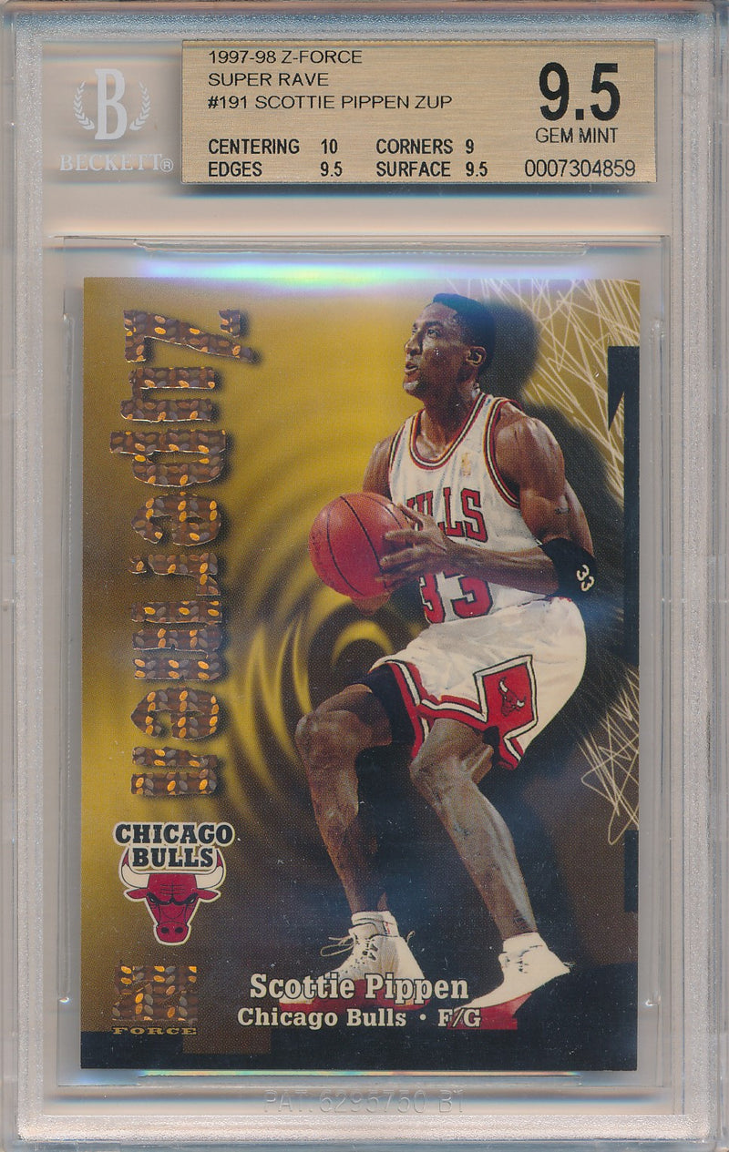 SkyBox 1997-1998 Z-Force Super Rave #191 Scottie Pippen 37/50 / BGS Grade 9.5