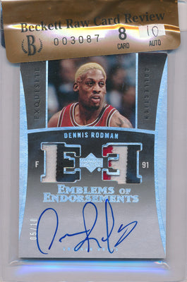 Upper Deck 2004-2005 Exquisite Collection Emblems Of Endorsement #RO Dennis Rodman 5/10 / Auto Grade 10