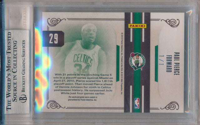 Panini 2009-2010 National Treasures NBA Logoman #29 Paul Pierce 1/1 / BGS Grade 9