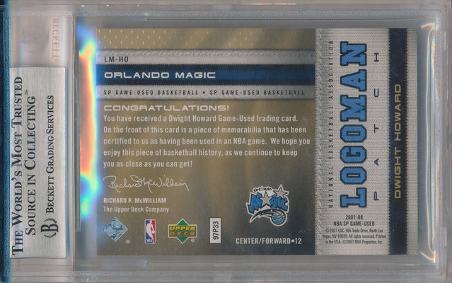 Upper Deck 2007-2008 SP Game Used Logoman #LM-HO Dwight Howard 1/1 / BGS Grade 9