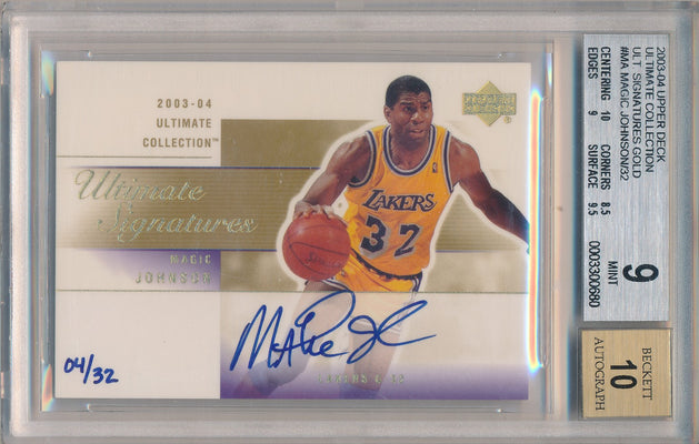 Upper Deck 2003-2004 Ultimate Collection Ultimate Signatures Gold #MA-A Magic Johnson 4/32 / BGS Grade 9 / Auto Grade 10