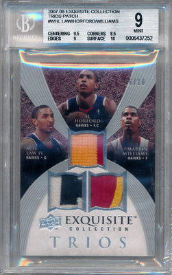 Upper Deck 2007-2008 Exquisite Collection Trios Patch Gold #WHL Acie Law IV / Al Horford / Marvin Williams 6/10 / BGS Grade 9