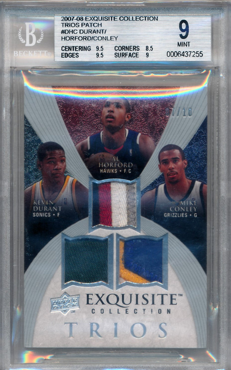 Upper Deck 2007-2008 Exquisite Collection Trios Patch #DHC Kevin Durant / Al Horford / Mike Conley 7/10 / BGS Grade 9