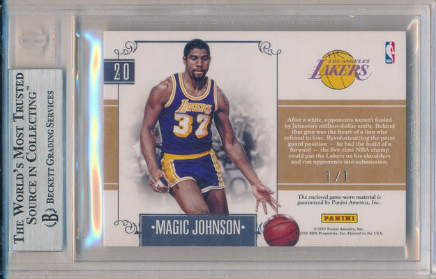 Panini 2010-2011 National Treasures NBA LogoMan #20 Magic Johnson 1/1 / BGS Grade 9