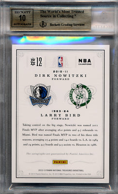 Panini 2012-2013 National Treasures Champions Signatures Combos #12 Dirk Nowitzki / Larry Bird 24/25 / BGS Grade 9.5 / Auto Grade 10