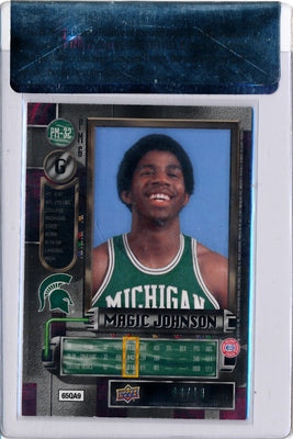 Upper Deck 2011-12 Fleer Retro Precious Metal Gems GREEN #PM-32 Magic Johnson 8/10 / BGS Grade 8.5