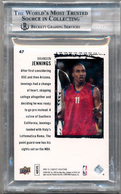 Upper Deck 2009-2010 Exquisite Collection Rookie Parallel #47 Brandon Jennings 8/11 / BGS Grade 8.5 / Auto Grade None