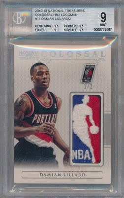 Panini 2012-2013 National Treasures Colossal NBA LogoMan #11 Damian Lillard 1/2 / BGS Grade 9