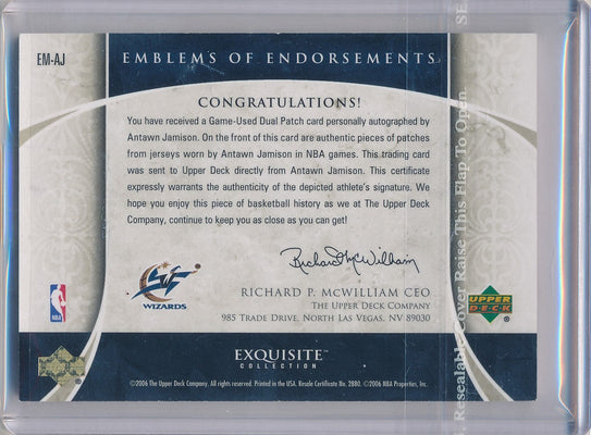 Upper Deck 2005-2006 Exquisite Collection Emblems Of Endorsement #EMAJ Antawn Jamison 2/15