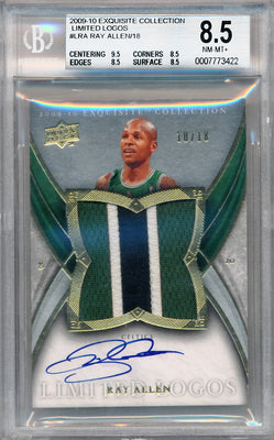 Upper Deck 2009-2010 Exquisite Collection Limited Logos #LRA Ray Allen 10/18 / BGS Grade 8.5 / Auto Grade 10