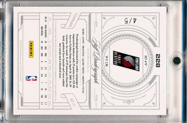 Panini 2009-2010 National Treasures Century Platinum #228 Jeff Pendergraph 4/5