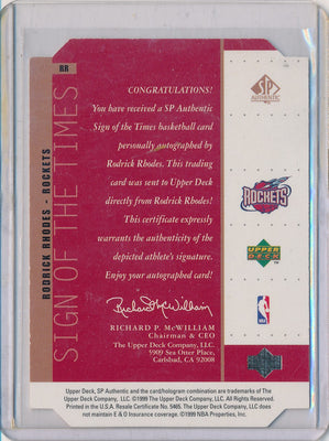 Upper Deck 1998-1999 SP Authentic Sign Of The Times #RR Rodrick Rhodes