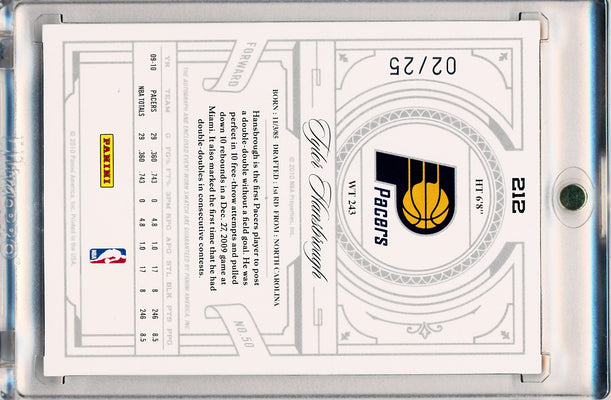 Panini 2009-2010 National Treasures Century Gold #212 Tyler Hansbrough 2/25