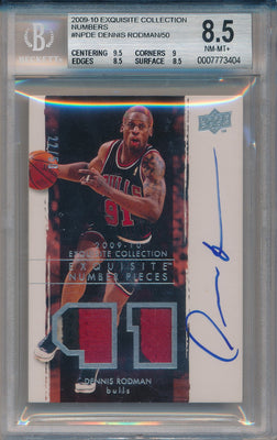 Upper Deck 2009-2010 Exquisite Collection Numbers #NP-DE Dennis Rodman 22/50 / BGS Grade 8.5 / Auto Grade 10