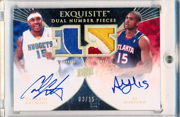 Upper Deck 2007-08 Exquisite Collection Exquisite Dual Number Pieces #EDN-AH Carmelo Anthony/Al Horford 3/15