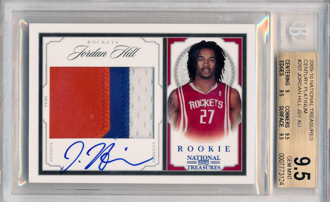 Panini 2009-2010 National Treasures Century Platinum #207 Jordan Hill 3/5 / BGS Grade 9.5 / Auto Grade 10