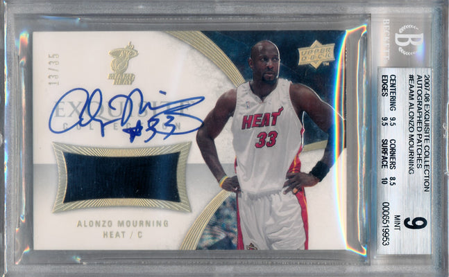 Upper Deck 2007-2008 Exquisite Collection Autographed Patches #EAAM Alonzo Mourning 13/35 / BGS Grade 9 / Auto Grade 10